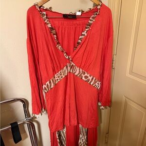 RB Woman Orange w animal print trim Skirt & Top 3X
